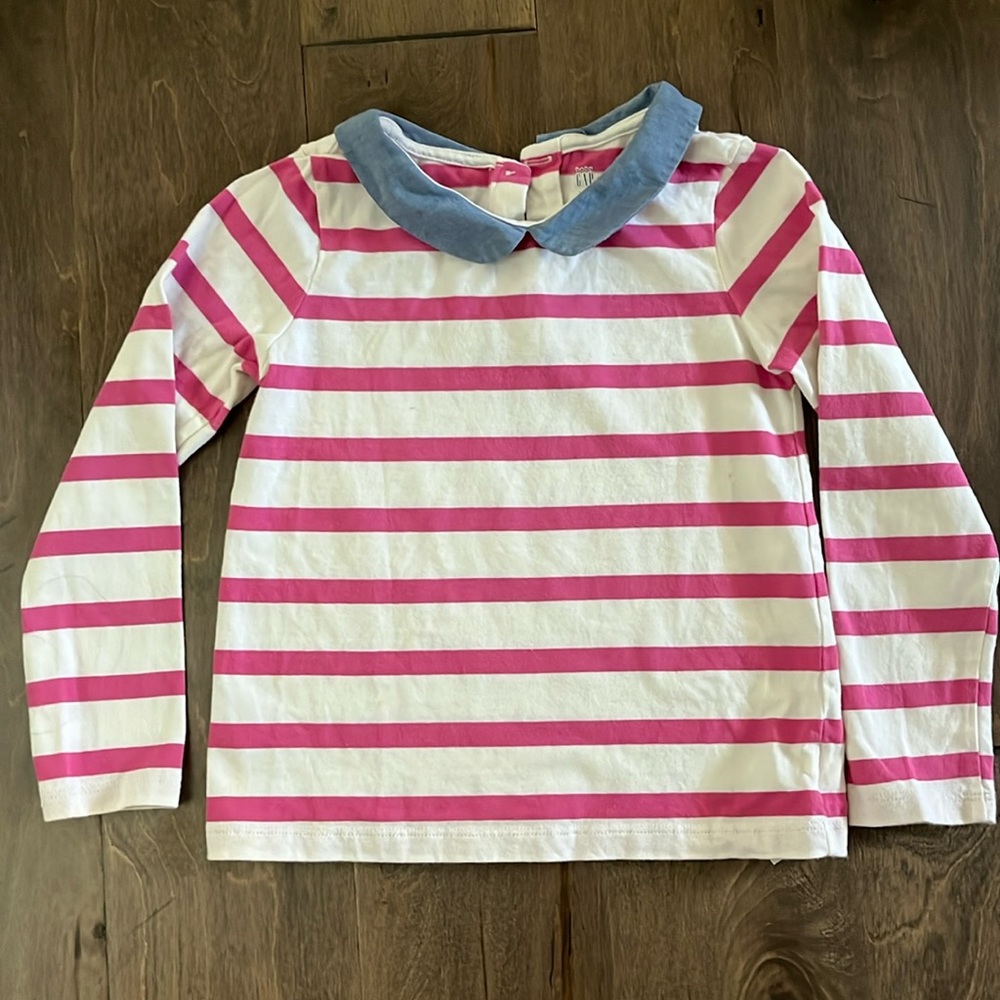Gap Girls Pink Top with Chambray collar